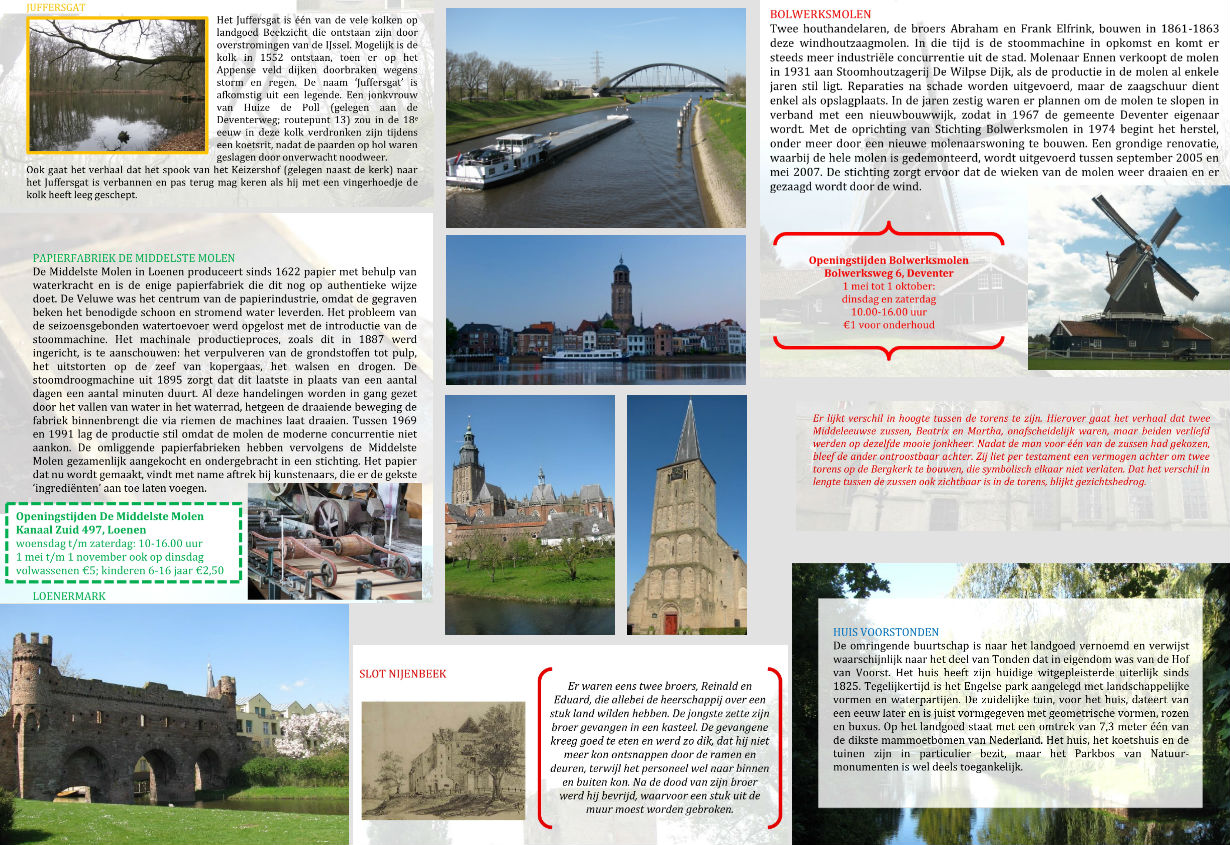 Collage van wandel- en fietsroutes voor camping De Adelaar