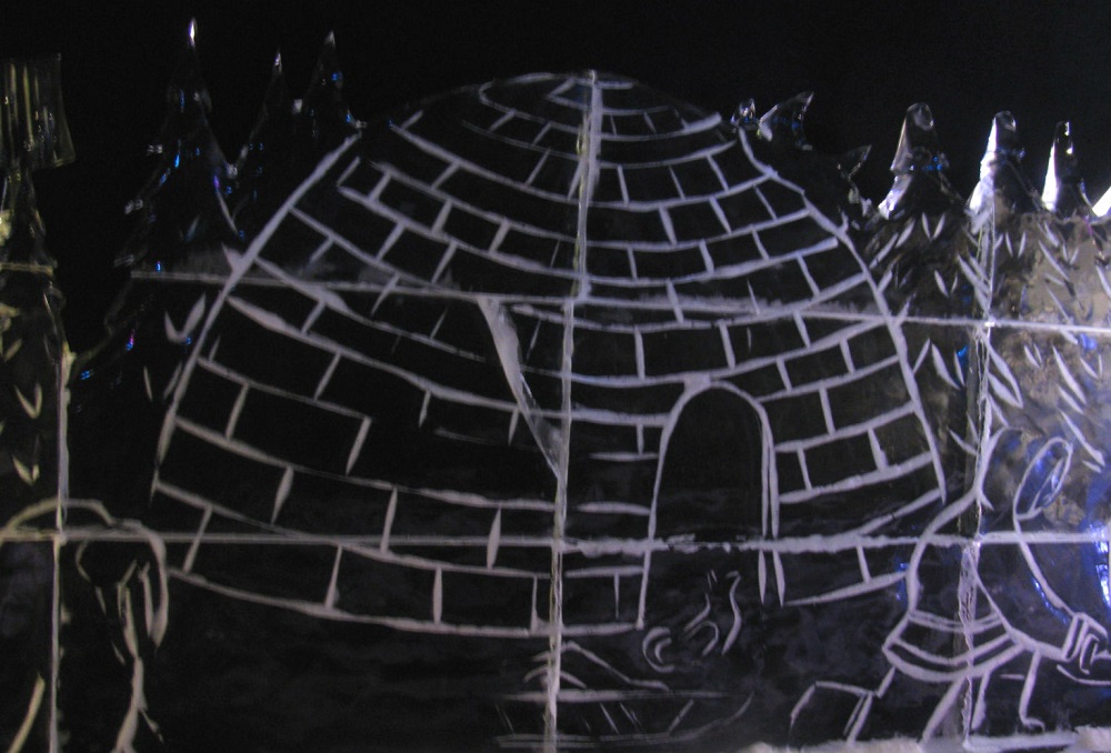 Iglo Een tekening van een iglo in ijsblokken