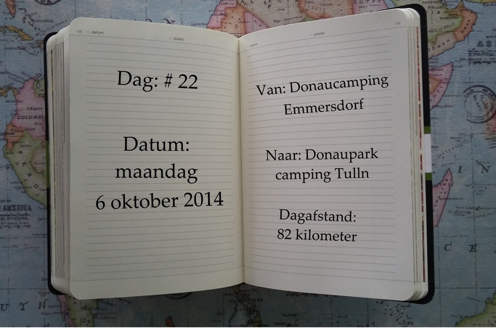 Reisdagboek Op dag 22, maandag 6 oktober 2014, fietsten we 82 kilometer van Emmersdorf naar Tulln